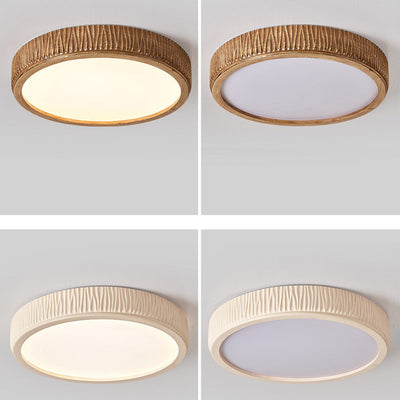 Modern Minimalist Round Stone Grain Resin Iron LED Flush Mount Ceiling Light For Bedroom