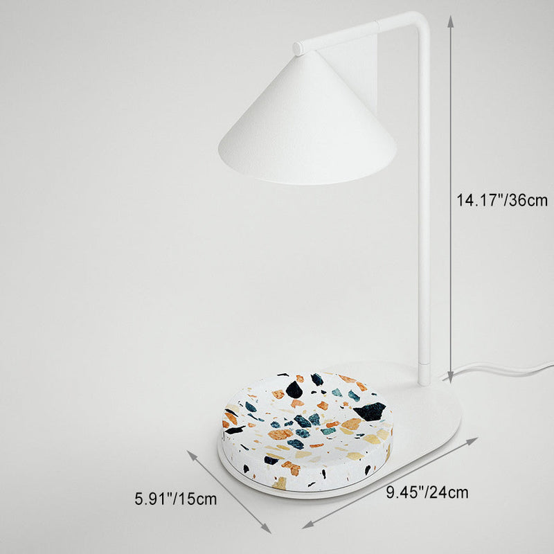 Lampe de table en cire fondue à 1 lumière avec abat-jour conique en fer nordique contemporain Terrazzo pour salon 