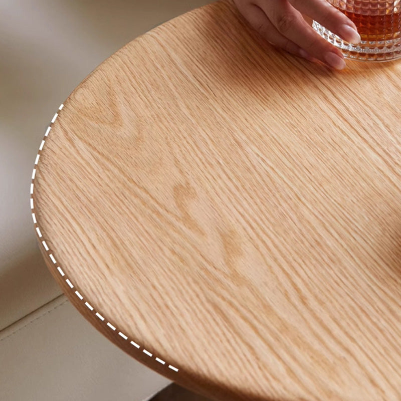 Traditional Rustic Oak Wood Round Side Table For Living Room