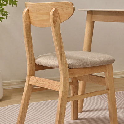 Modern Minimalist Square Bent Backrest Wood Fabric Dining Chair For Dining Room