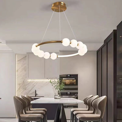 Modern Minimalist Round Aluminum Glass LED Chandelier For Living Room