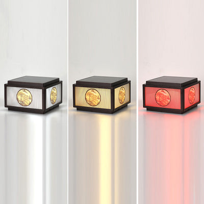 Modern Minimalist Solar Waterproof Square Aluminum Glass LED Post Head Light For Garden