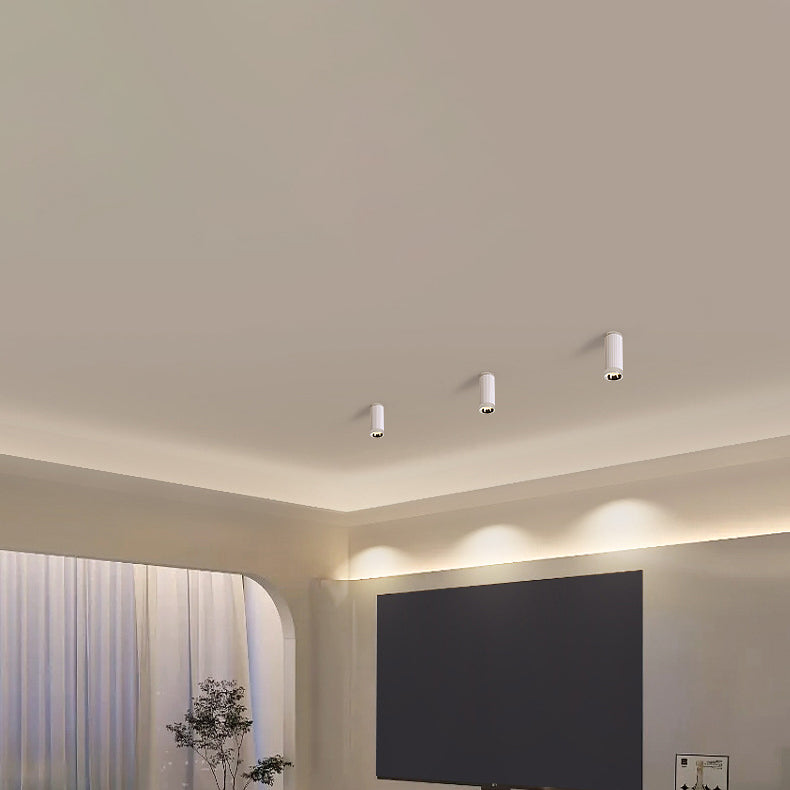 Modern Minimalist Cylindrical PC Aluminum LED Flush Mount Ceiling Light For Living Room