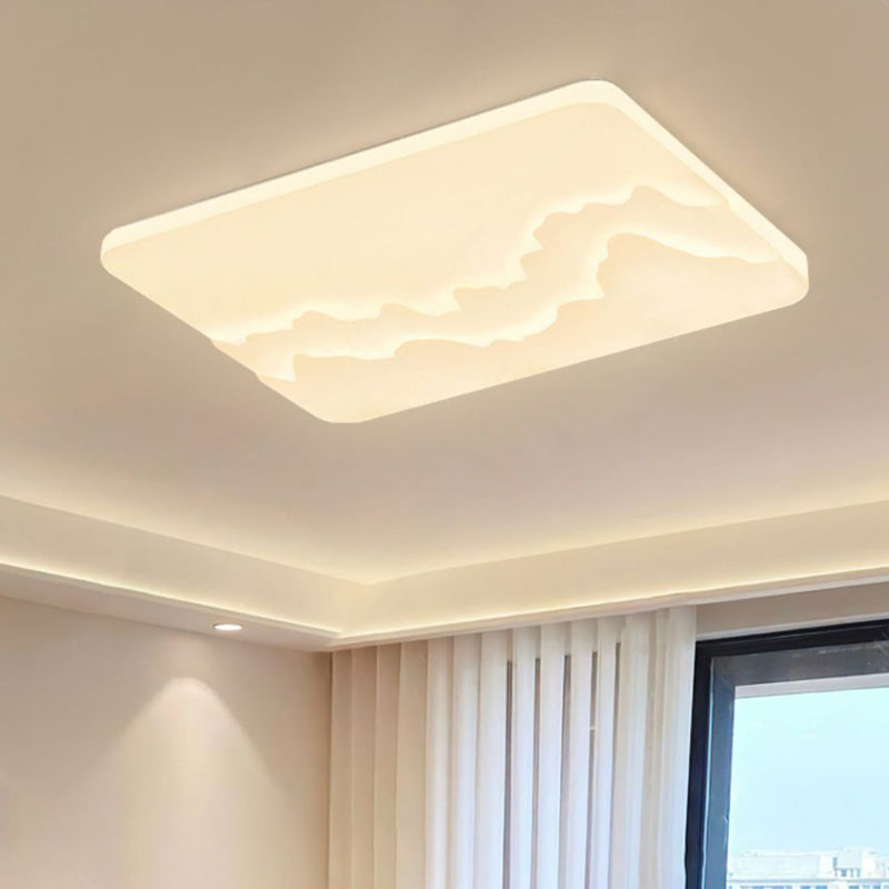 Modern Minimalist Wave Round Square Rectangle Acrylic LED Flush Mount Ceiling Light For Bedroom