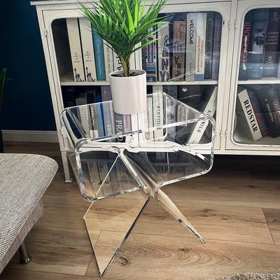 Modern Minimalist Rectangular Acrylic End Table 2-Tier For Living Room