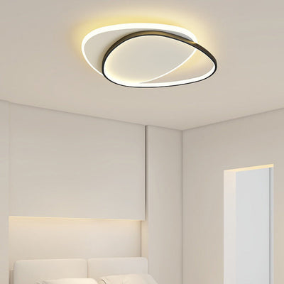 Modern Minimalist Triangle Oval Acrylic Iron LED Flush Mount Ceiling Light For Living Room