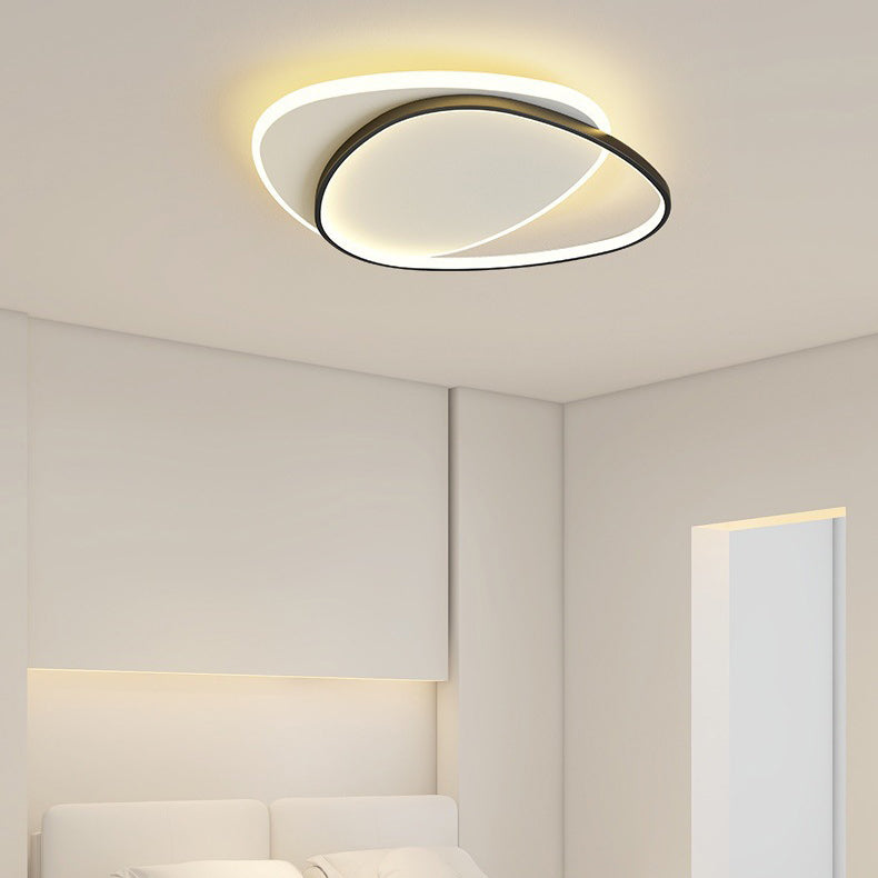 Modern Minimalist Triangle Oval Acrylic Iron LED Flush Mount Ceiling Light For Living Room