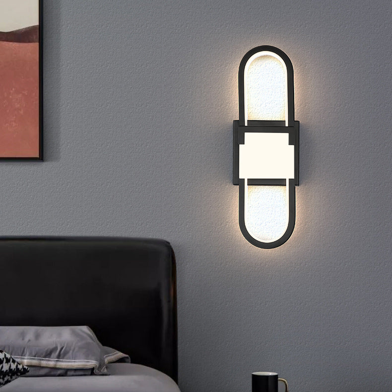 Modern Minimalist Oval Rectangle Iron Aluminum LED Wall Sconce Lamp For Bedroom