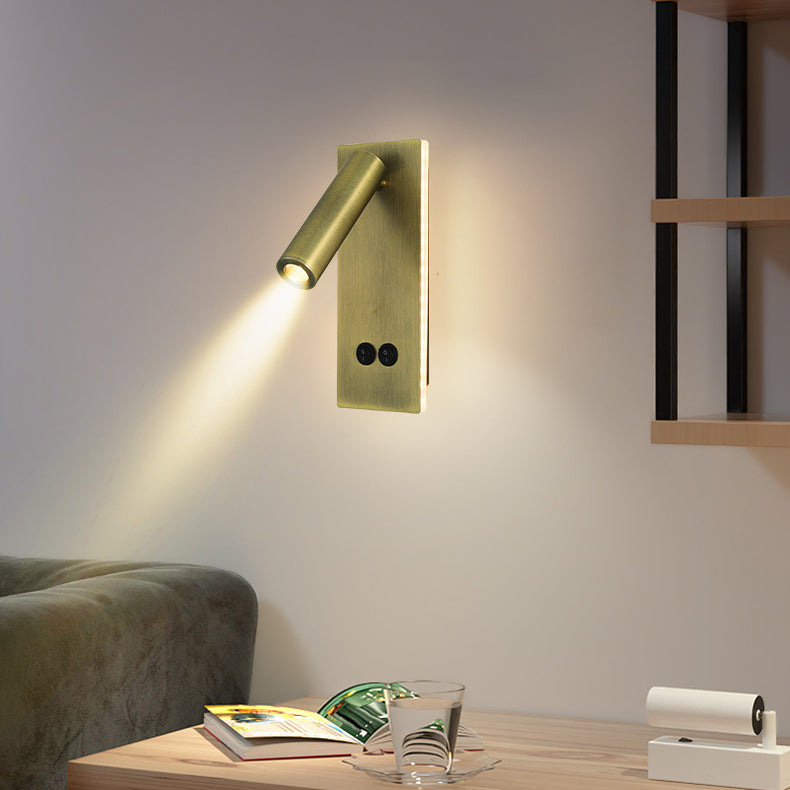 Modern Minimalist Rectangular Round Iron Aluminum LED Wall Sconce Lamp For Bedroom