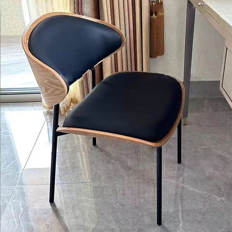 Modern Luxury Loop Curved Back Microfiber Leather Carbon Steel Dining Chair Backrest For Dining Room