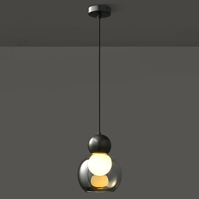 Modern Minimalist Dome Cylinder Orb Copper Glass 1-Light Pendant Light For Bedroom