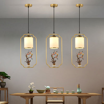 Contemporary Luxury Zinc Alloy Enamel Cylindrical Shade 1-Light Pendant Light For Living Room