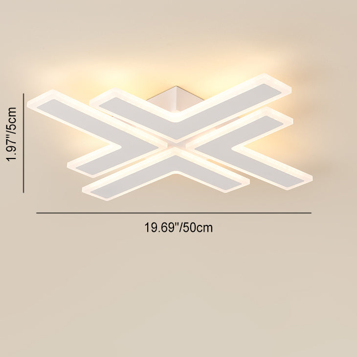 Modern Minimalist Line Square Round Iron Acrylic LED Semi-Flush Mount Ceiling Light For Bedroom