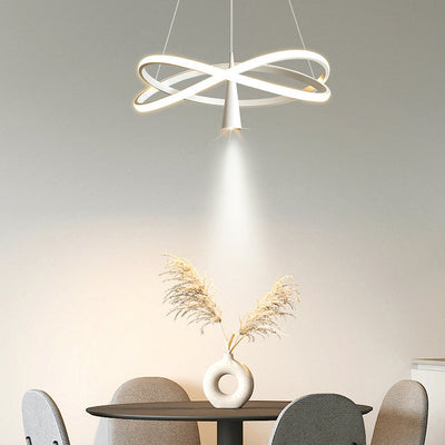 Modern Minimalist Circle Tapered Iron Acrylic LED Chandelier For Living Room