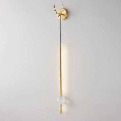 Modern Minimalist Strip Antler Orb Full Copper Crystal Silicone LED Wall Sconce Lamp For Bedroom