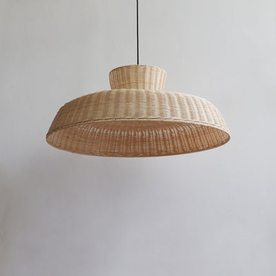 Traditional Rustic Rattan Weaving Hat 1-Light Pendant Light For Dining Room