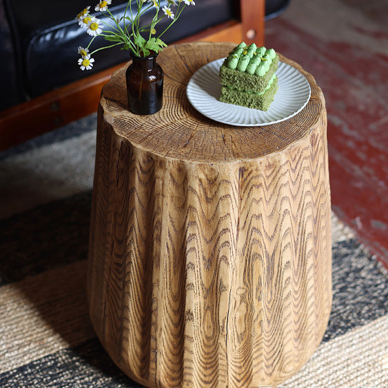 Modern Minimalist Column Magnesium Oxide End Table 1-Tier For Living Room