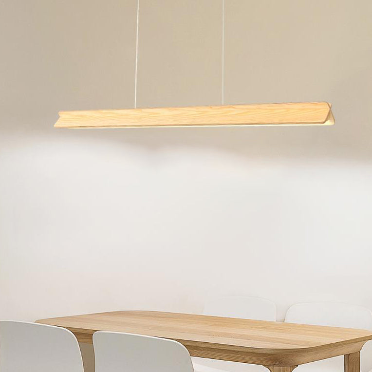 Modern Minimalist Wood Straight Line Design Silicone LED Island Light Pendant Light For Living Room