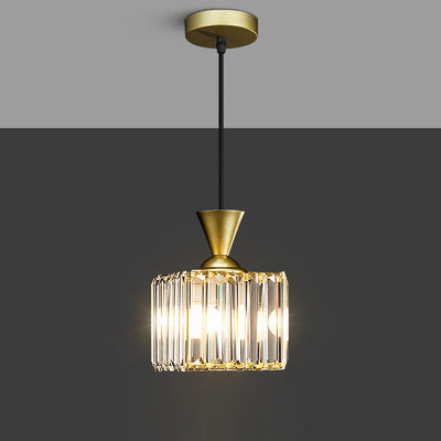 Contemporary Luxury Radiant Prismatic Clear Crystal Shade 1-Light Pendant Light For Living Room