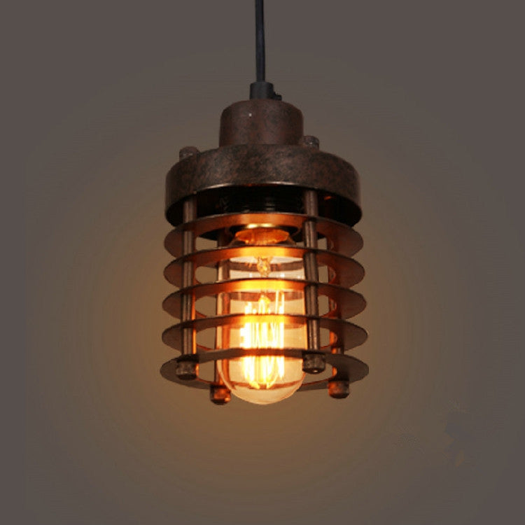 Contemporary Industrial Openwork Cylinder Iron 1-Light Pendant Light For Living Room