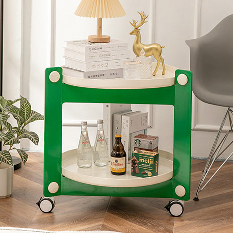 Contemporary Scandinavian Tray Top ABS Triangle Frame Movable End Table 2-Tier For Living Room