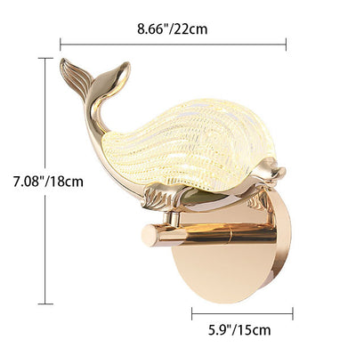 Applique murale LED en forme de baleine en aluminium, lumière nordique créative de luxe, lampe 