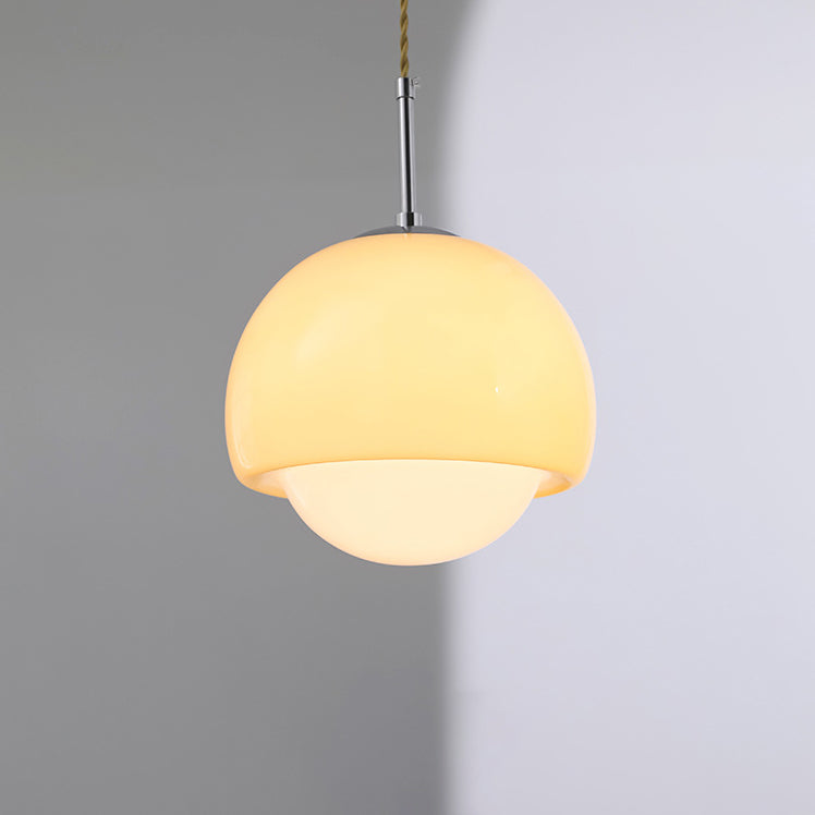 Modern Minimalist Round Ball Glass Iron 1-Light Pendant Light For Living Room