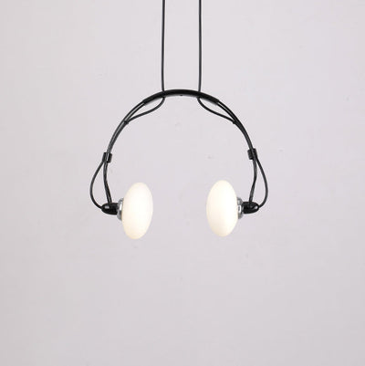 Contemporary Creative Headphone Iron Glass Shade 2-Light Chandelier For Living Room