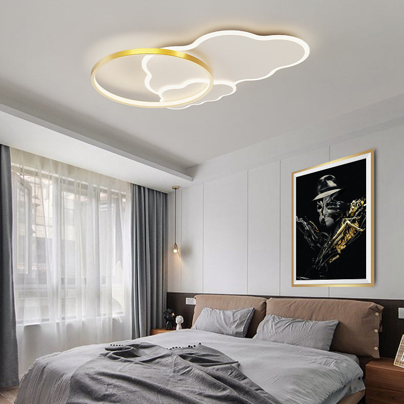 Modern Minimalist Cloud Aluminum Acrylic Shade LED Flush Mount Ceiling Light For Bedroom