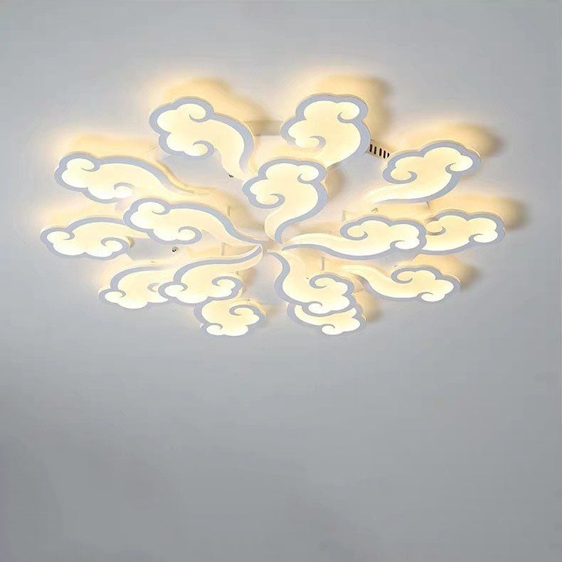 Modern Minimalist Xiang Yun Iron Acrylic LED Semi-Flush Mount Ceiling Light For Living Room