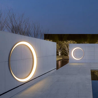 Modern Minimalist Crescent Circle Stainless Steel PC Waterproof LED Wall Sconce Lamp For Outdoor Patio