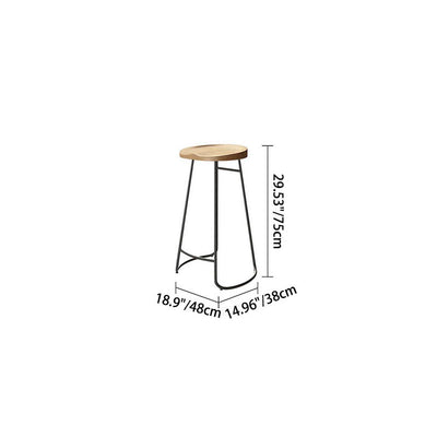 Contemporary Nordic Tsuga Chinensis Iron Round Bar Stool Backless Footrest For Dining Room