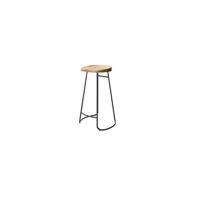 Contemporary Nordic Tsuga Chinensis Iron Round Bar Stool Backless Footrest For Dining Room