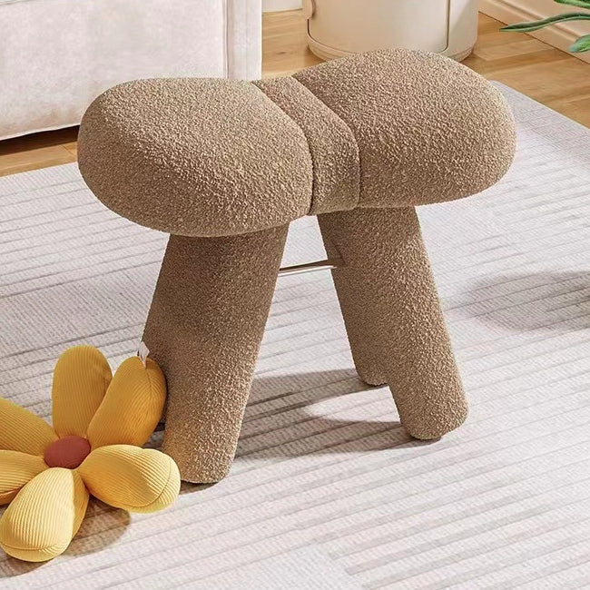 Contemporary Scandinavian Lambswool Butterfly Design Vanity Stool For Bedroom