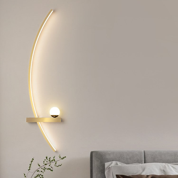 Modern Minimalist Curved Long Rectangular Spherical Iron Silicone LED Wall Sconce Lamp For Bedroom