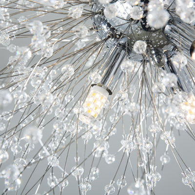 Contemporary Creative Hardware Crystal Beads Decorate Dandelion Design 8/9/12-Light Chandelier For Living Room