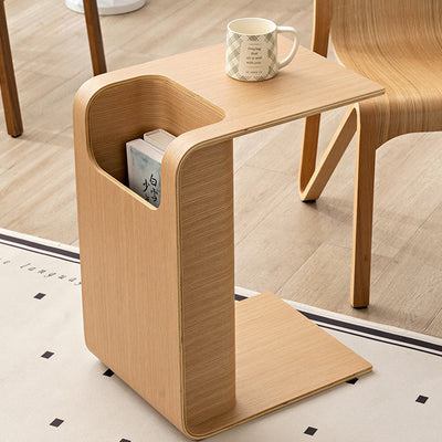 Modern Minimalist Solid Wood C-Shaped Side Table Storage Cabinet For Living Room