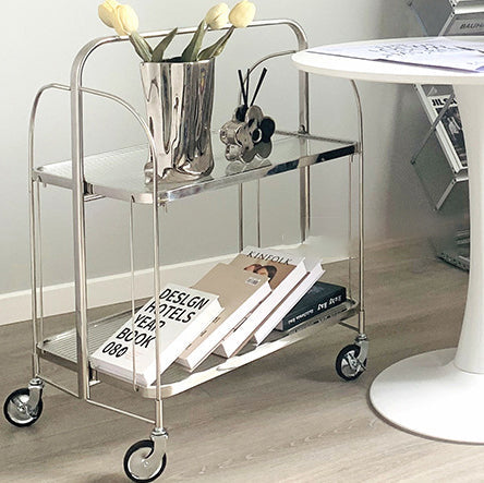 Modern Minimalist Square Stainless Steel Glass  Coffee Table Folding Storage Shelf For Bedroom