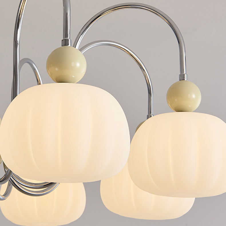 Modern Minimalist Pumpkin Branch Orb Iron PE 8-Light Chandelier For Bedroom