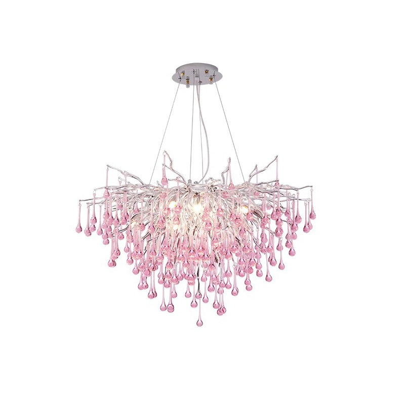 Modern Luxury Crystal Glass Aluminum Branch Water Drop 6/8/10/14 Chandeliers For Dining Room