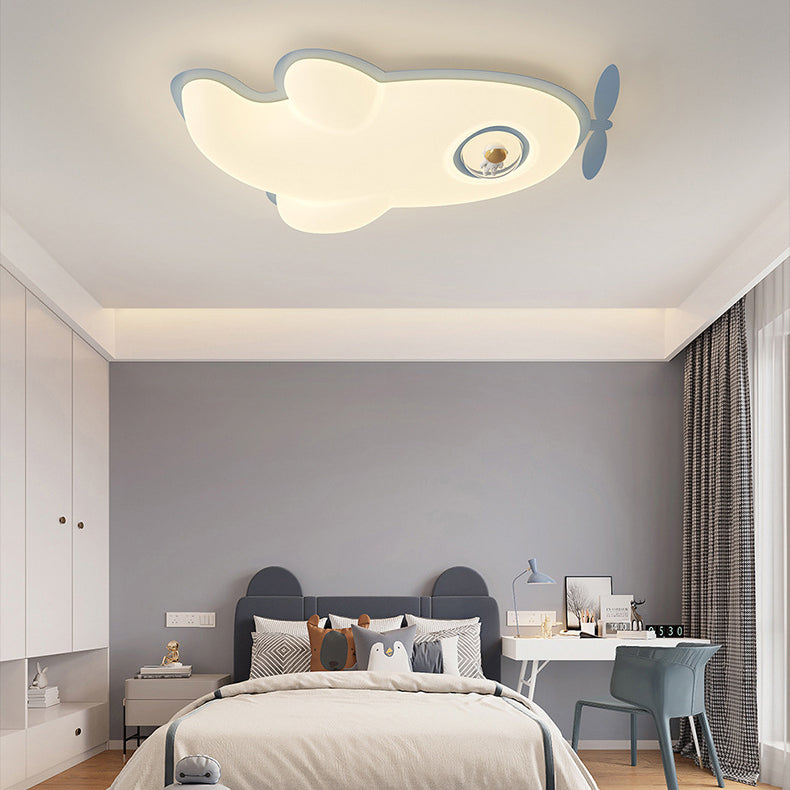 Contemporary Nordic Kids Iron PE Plane LED Flush Mount Ceiling Light For Bedroom