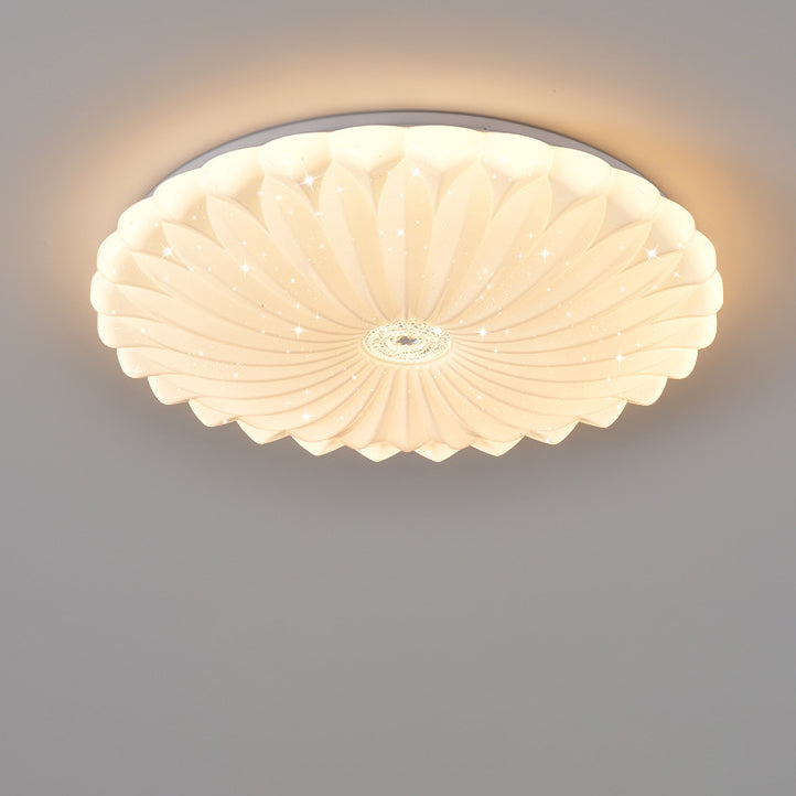 Modern Minimalist Round Sunflower Iron PVC LED Flush Mount Ceiling Light For Living Room