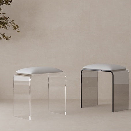 Modern Minimalist Rectangular Acrylic Leather Vanity Stool For Bedroom