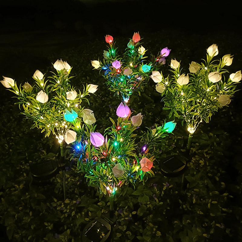 Contemporary Creative Waterproof Imitation Gardenia LED Solar Lawn Insert Light For Outdoor Patio