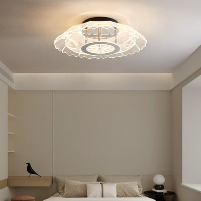 Modern Luxury Iron Stainless Steel Acrylic Flower Round LED Semi-Flush Mount Ceiling Light For Bedroom