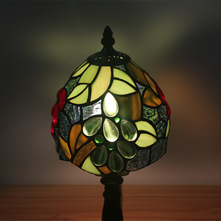 Traditional Tiffany Grape Fruit Stained Glass 1-Light Table Lamp For Bedroom