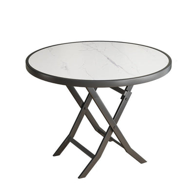 Modern Minimalist Round Marble Metal Dining Table For 4 Seats