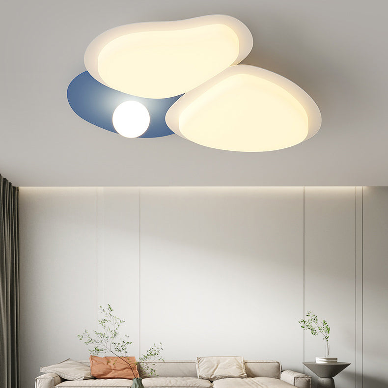 Modern Minimalist Irregular Round Combination Iron Acrylic LED Flush Mount Ceiling Light For Living Room