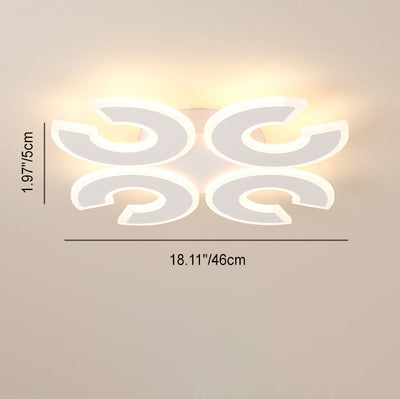 Modern Minimalist Line Square Round Iron Acrylic LED Semi-Flush Mount Ceiling Light For Bedroom