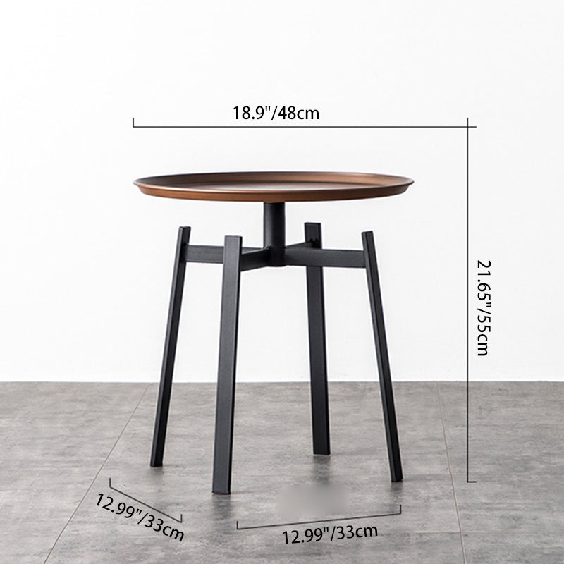 Contemporary Retro Round Iron End Table 1-Tier For Living Room